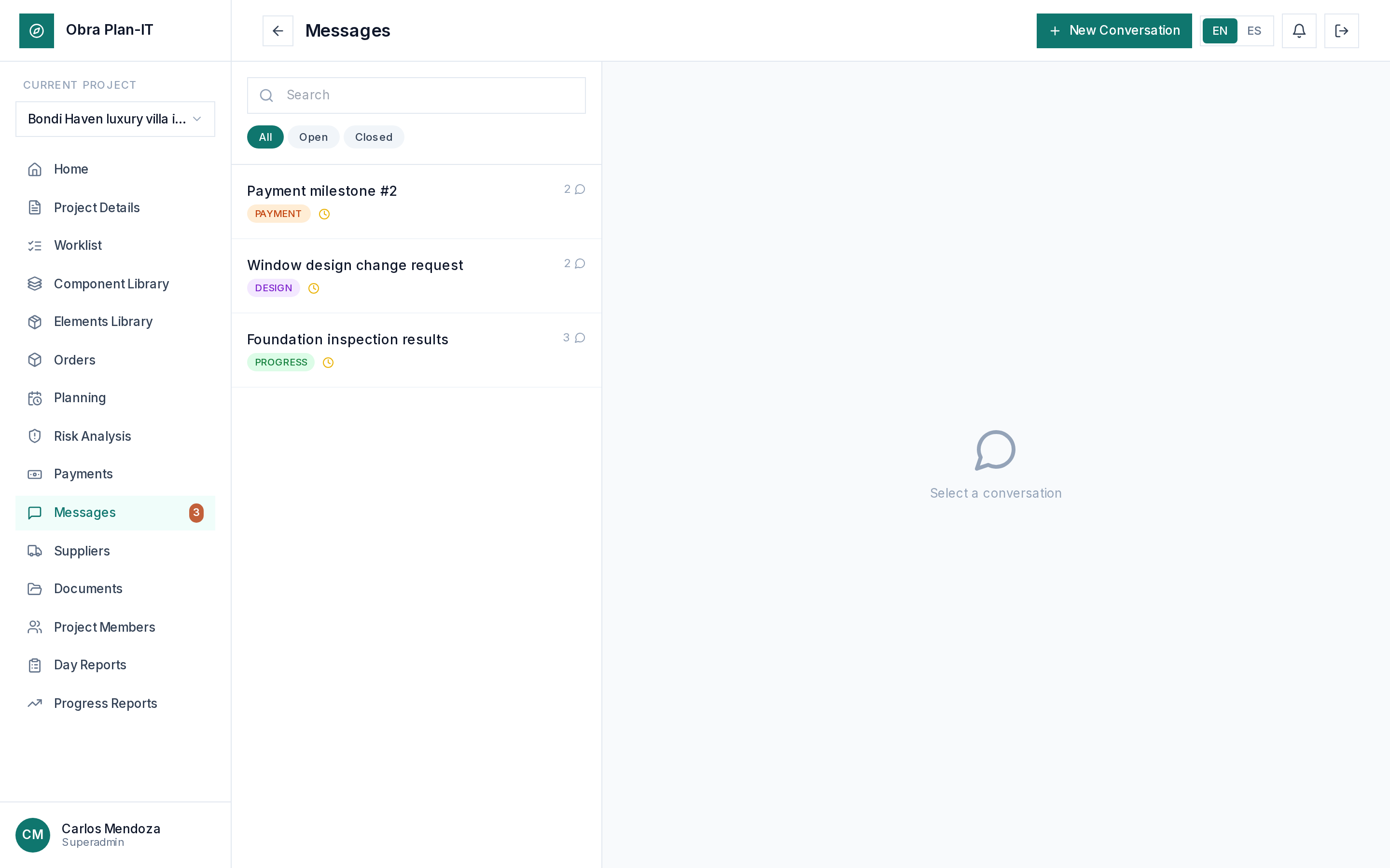 Project message center